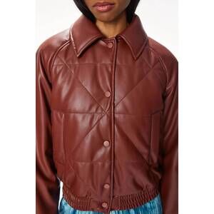 NEW OOFWEAR eco leather bomber in chestnut brown